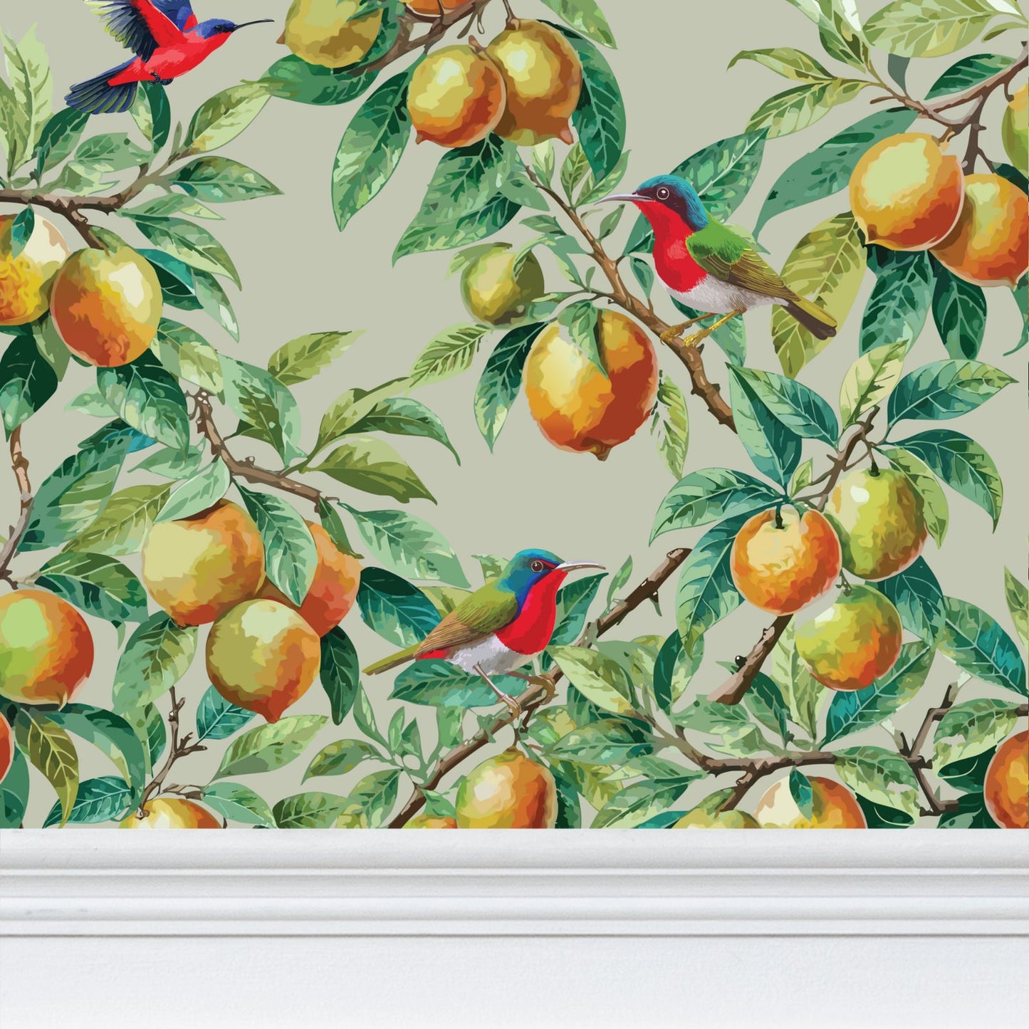 Citrus Grove Ash Gray Wallpaper