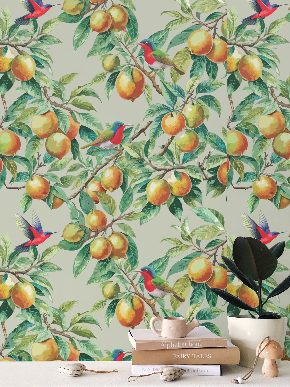 Citrus Grove Ash Gray Wallpaper