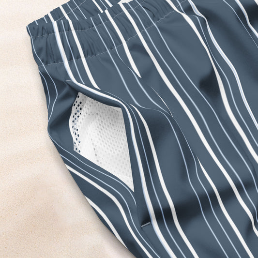 Maritime Stripe Eco-Friendly Swim Trunks – Van Deusen Navy and White
