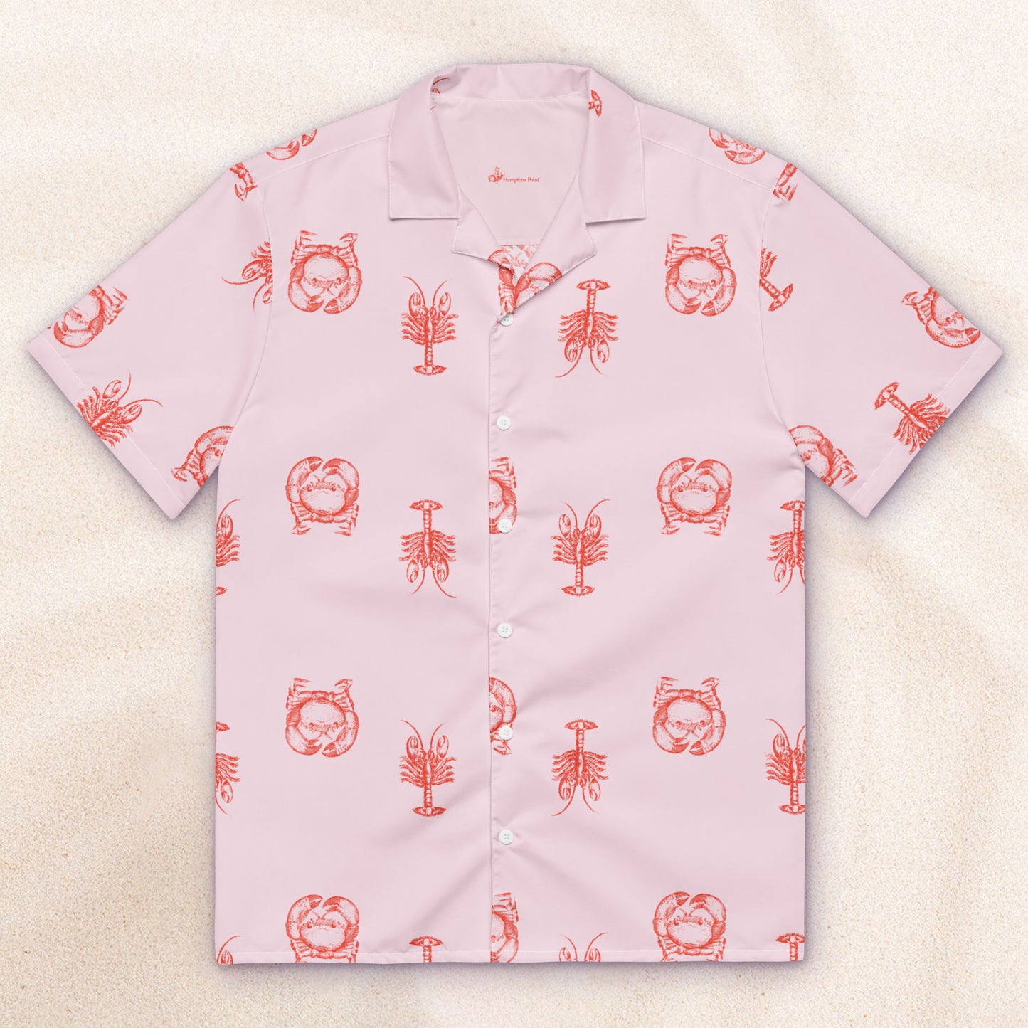 Heavy Crabs and Jumbo Lobsters – Loose Repeat Vacation Shirt – Pink with Red