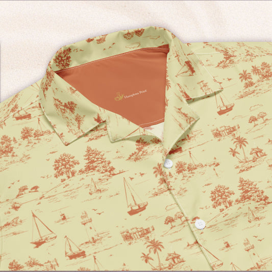 Seaside Toile Tropical Shirt – Cream and Rust