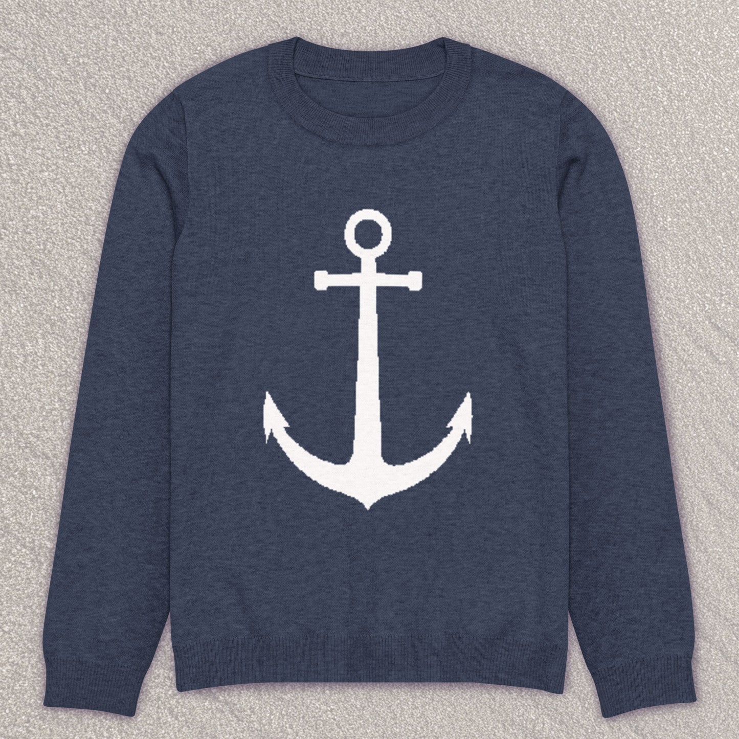 Navy blue anchor knit sweater