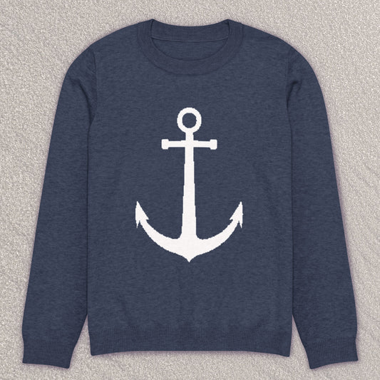 Navy blue anchor knit sweater