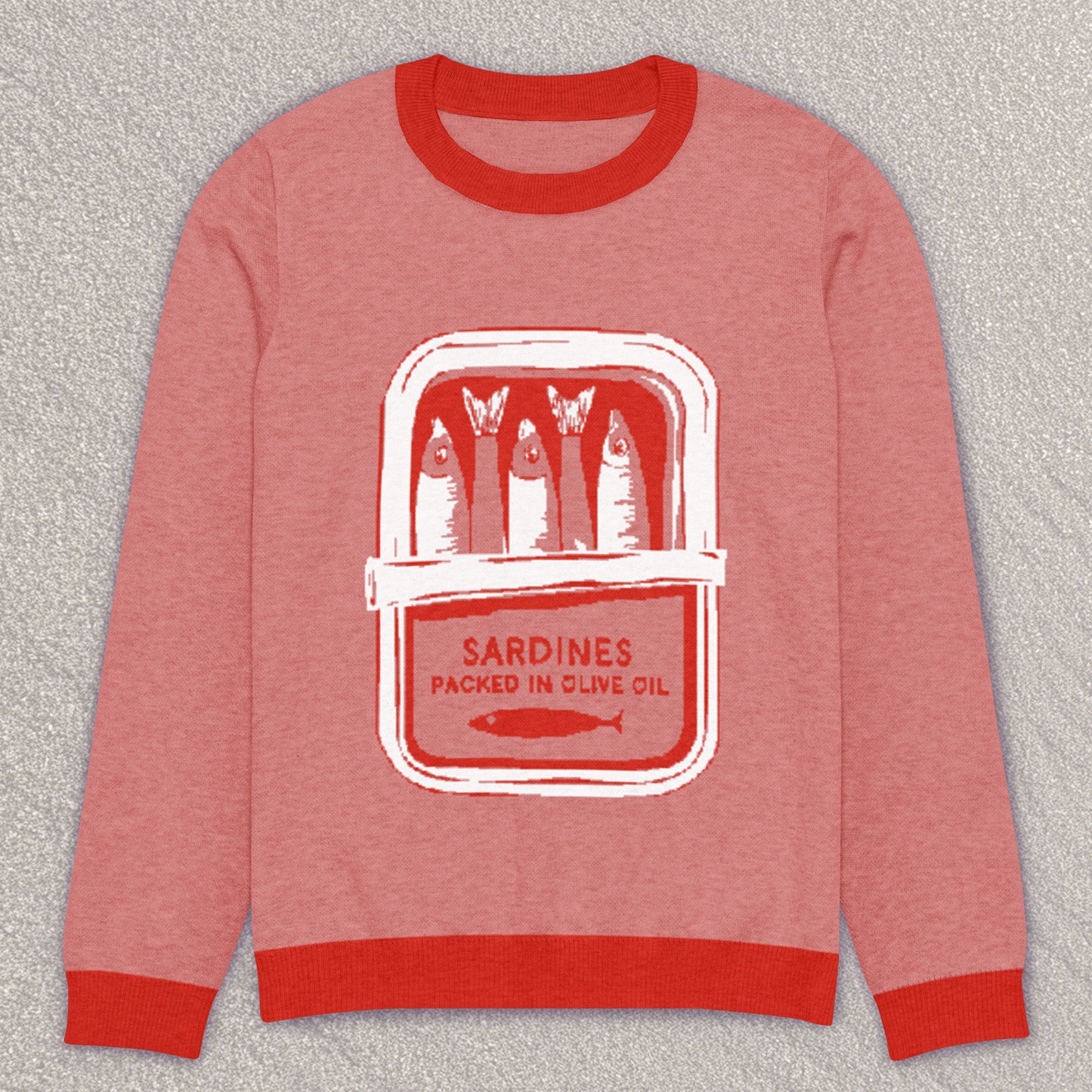 Cozy-as-a-tin-of-sardines knit sweater - Red/Coral