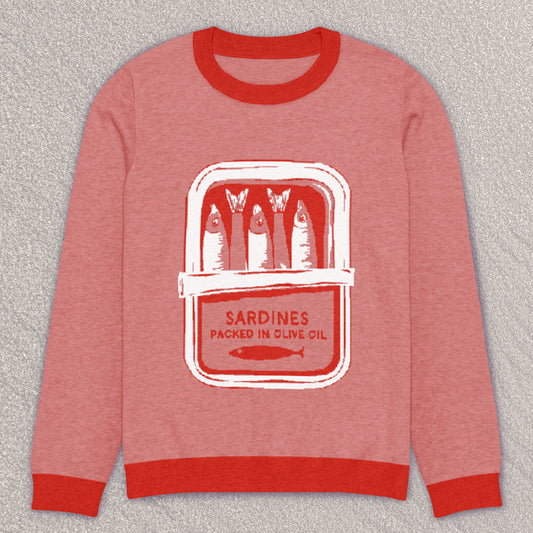 Cozy-as-a-tin-of-sardines knit sweater - Red/Coral