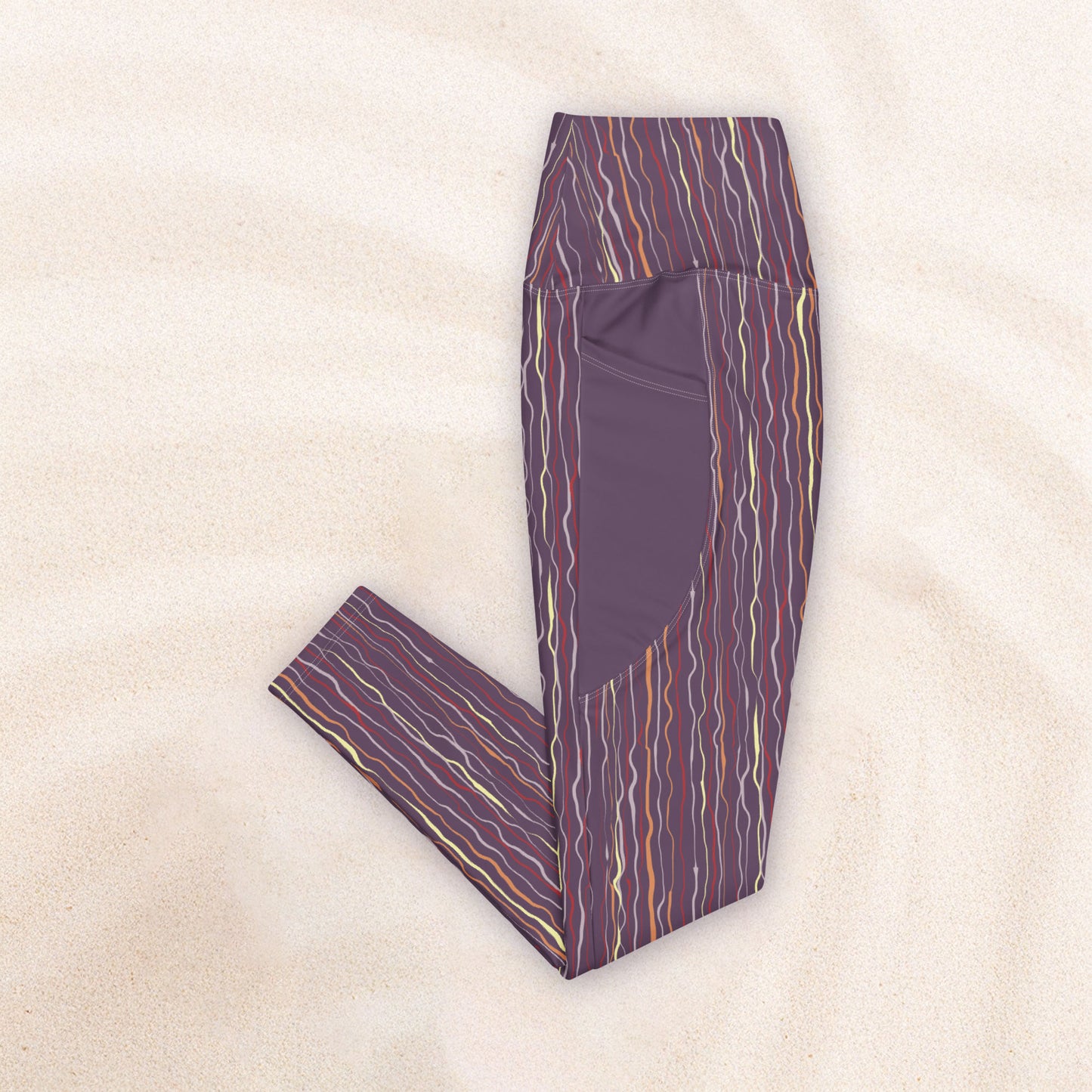 Tropicalia Stripe Yoga Leggings with Pockets – Violet