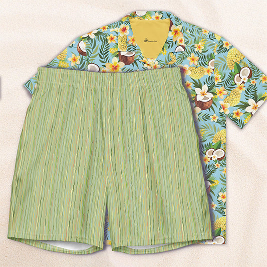 Tropicalia Swim Trunks – Light Grass with Sky Blue
