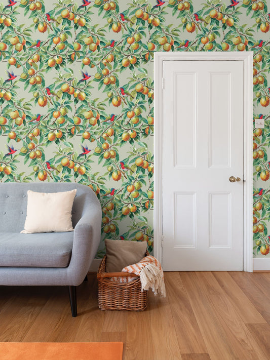 Citrus Grove Ash Gray Wallpaper
