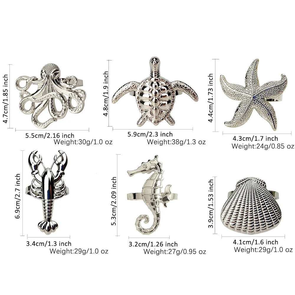 Coastal Heritage Napkin Rings - Sea Creatures