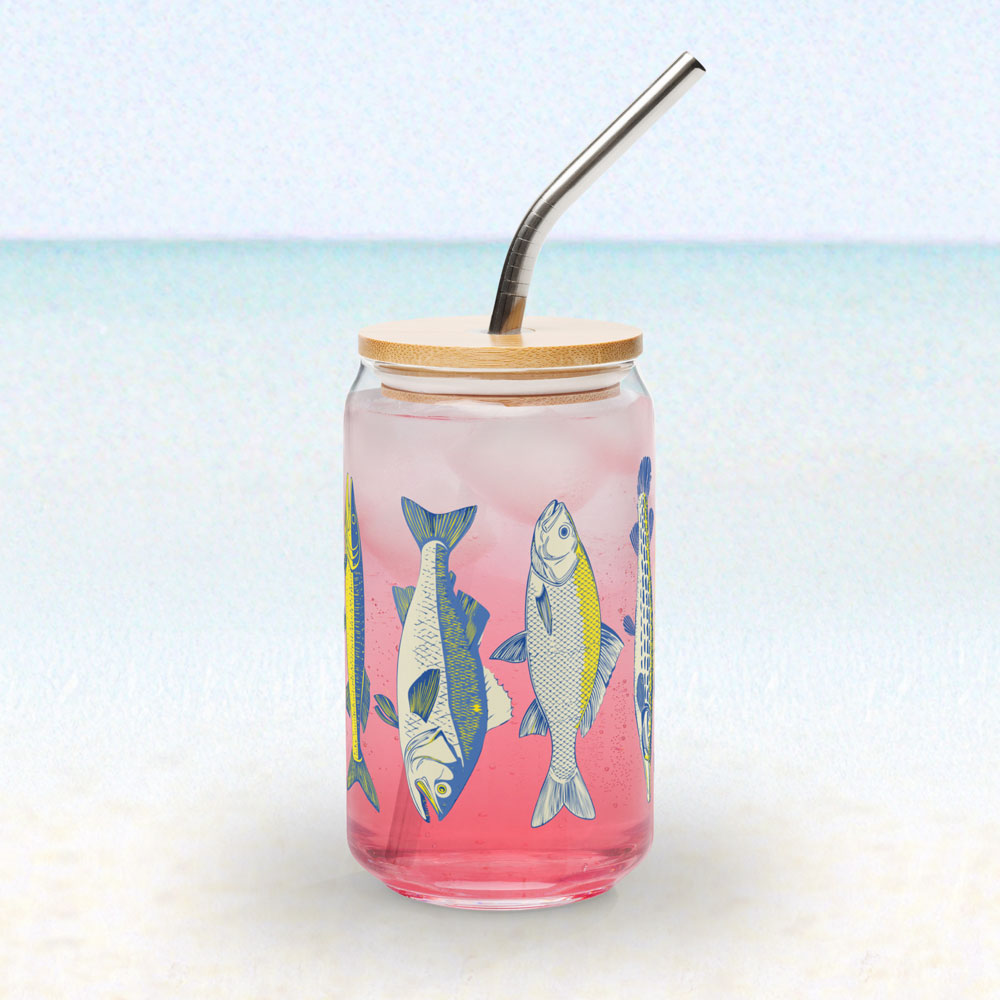 Atlantic catch glass with lid & straw