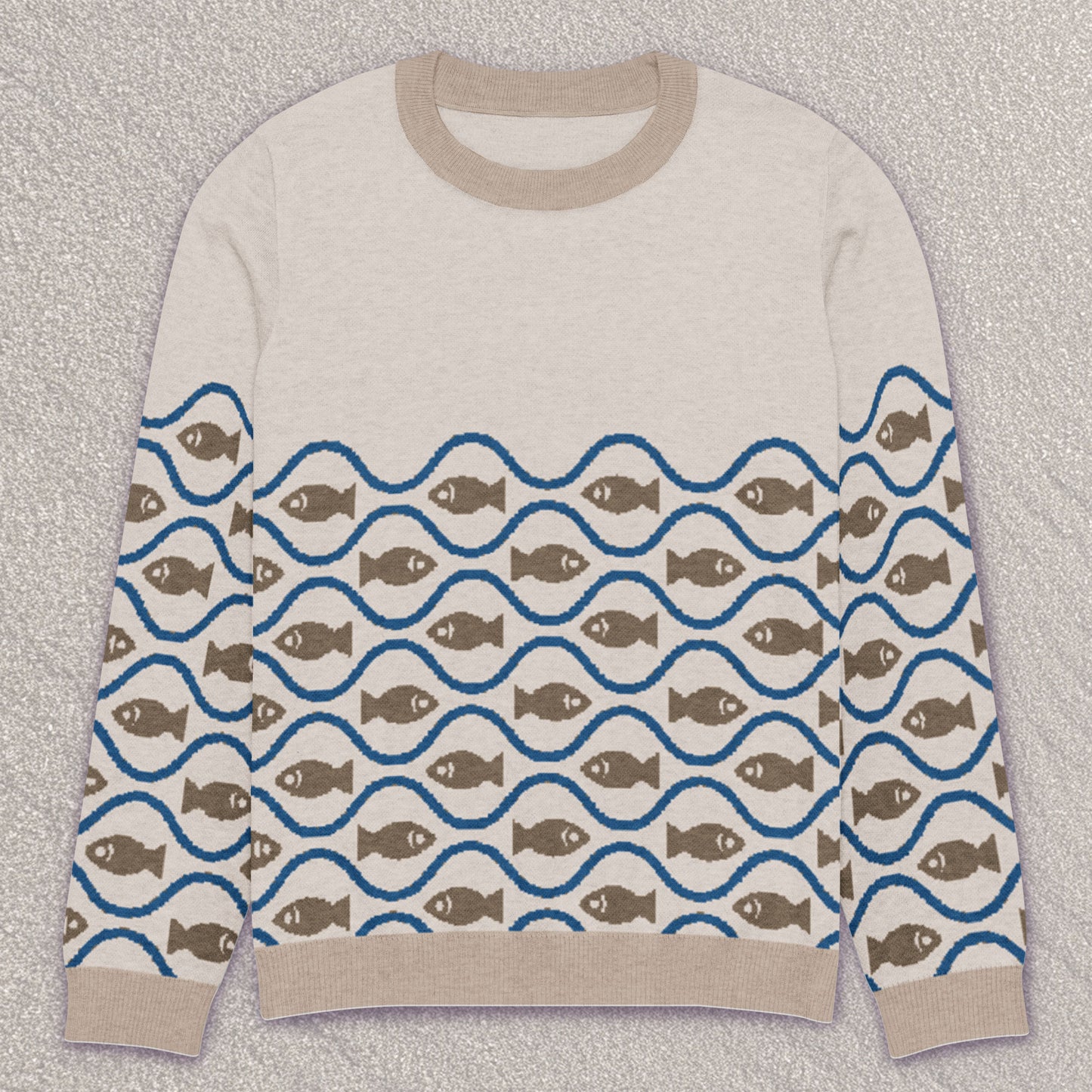 Fishy fish crew neck knit — sand