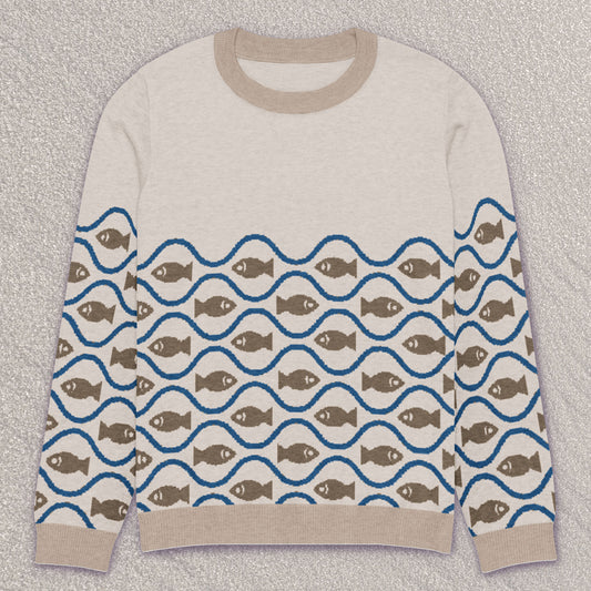 Fishy fish crew neck knit — sand