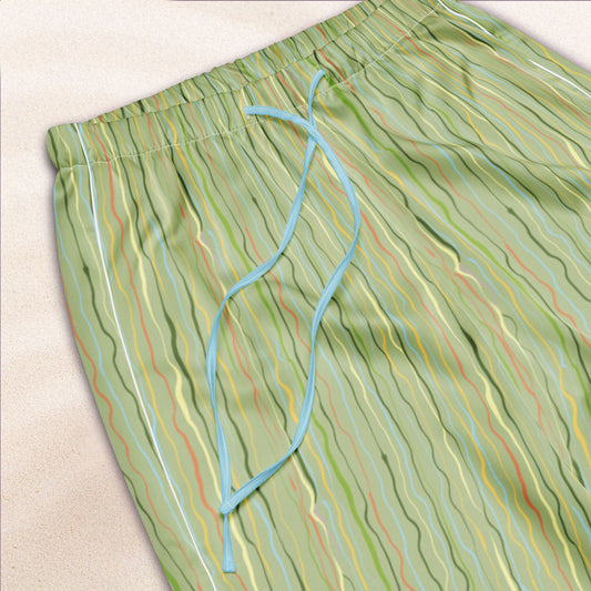 Tropicalia Stripe Pajama Pants – Light Grass with Sky Blue