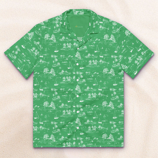 Seaside Toile Tropical Shirt – Palm Green