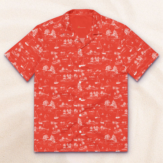 Seaside Toile Tropical Shirt – Signal Red
