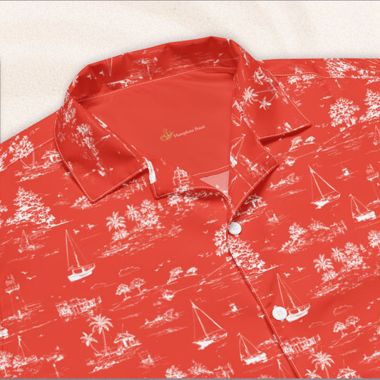 Seaside Toile Tropical Shirt – Signal Red