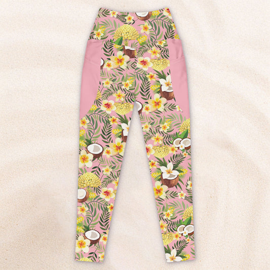 Tropicalia Yoga Leggings with Pockets – Shell Pink