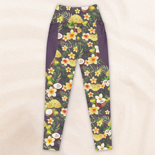 Tropicalia Yoga Leggings with Pockets – Violet