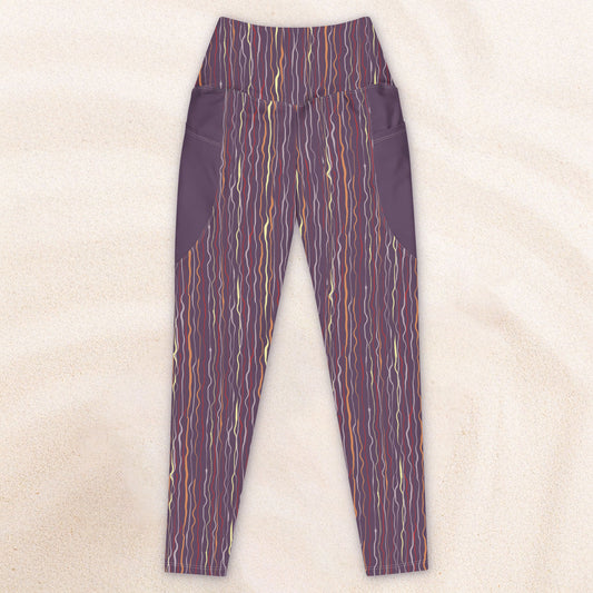Tropicalia Stripe Yoga Leggings with Pockets – Violet